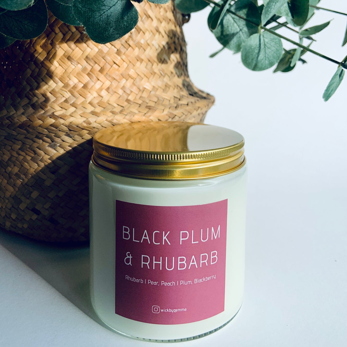Black Plum & Rhubarb Clear Glass Candles