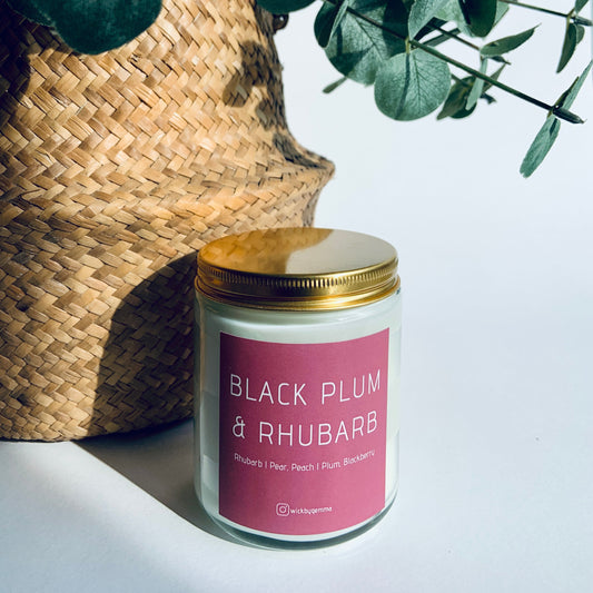 Black Plum & Rhubarb Clear Glass Candles